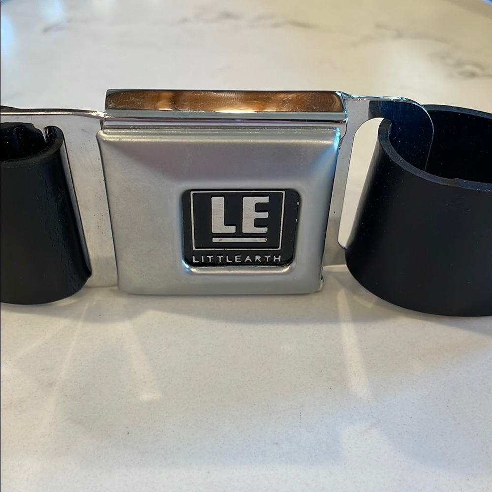 Little Earth Men's Belt with Black Strap and Silver Buckle